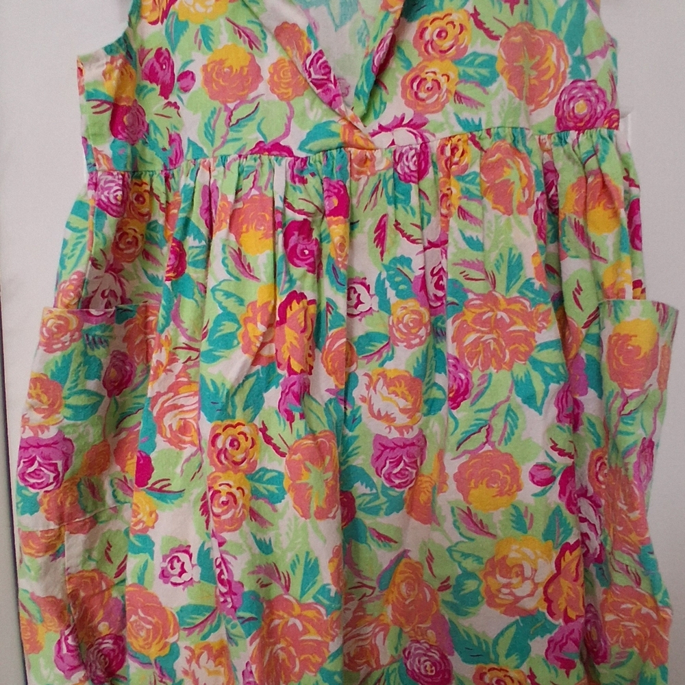 Oli Ola Floral Kids Dress - Pink, Orange, Green With Pocket